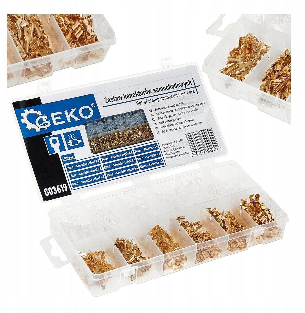 Geko Zestaw złączek samochodowych z osłonami 450szt. (20)