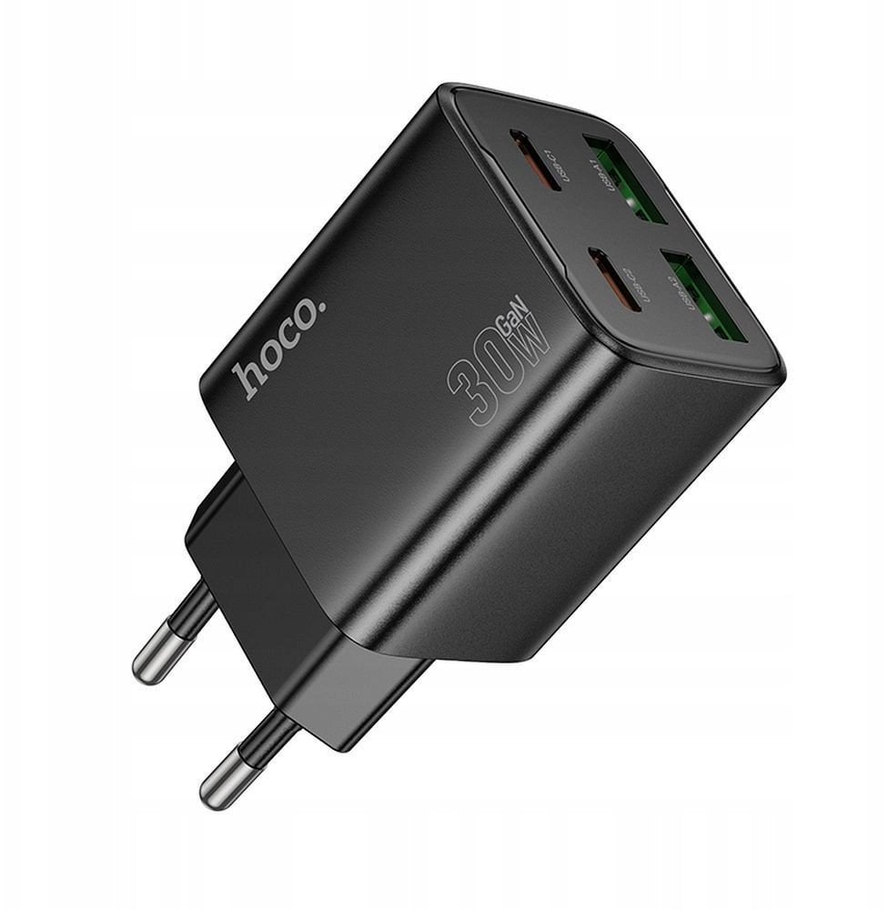 Ładowarka sieciowa do telefonu Hoco 2 x USB C + 2 x USB A QC3.0 PD 3A 30W N56 czarna