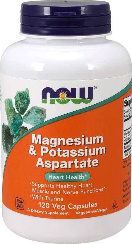 NOW Foods NOW FOODS Magnesium & Potassium Aspartate with Taurine 120vcaps.
