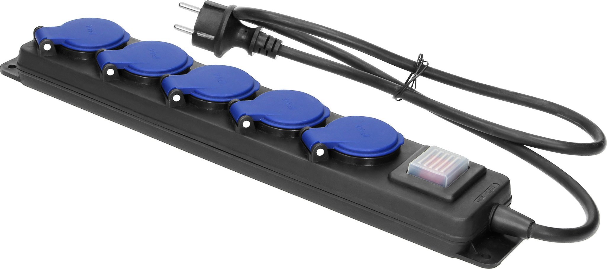 Orno Przedłużacz warsztatowy bryzgoszczelny z wyłącznikiem, 5 gniazd 2P+Z, IP44, przewód gumowy, H05RR-F 3x1,5mm?, długość 5m