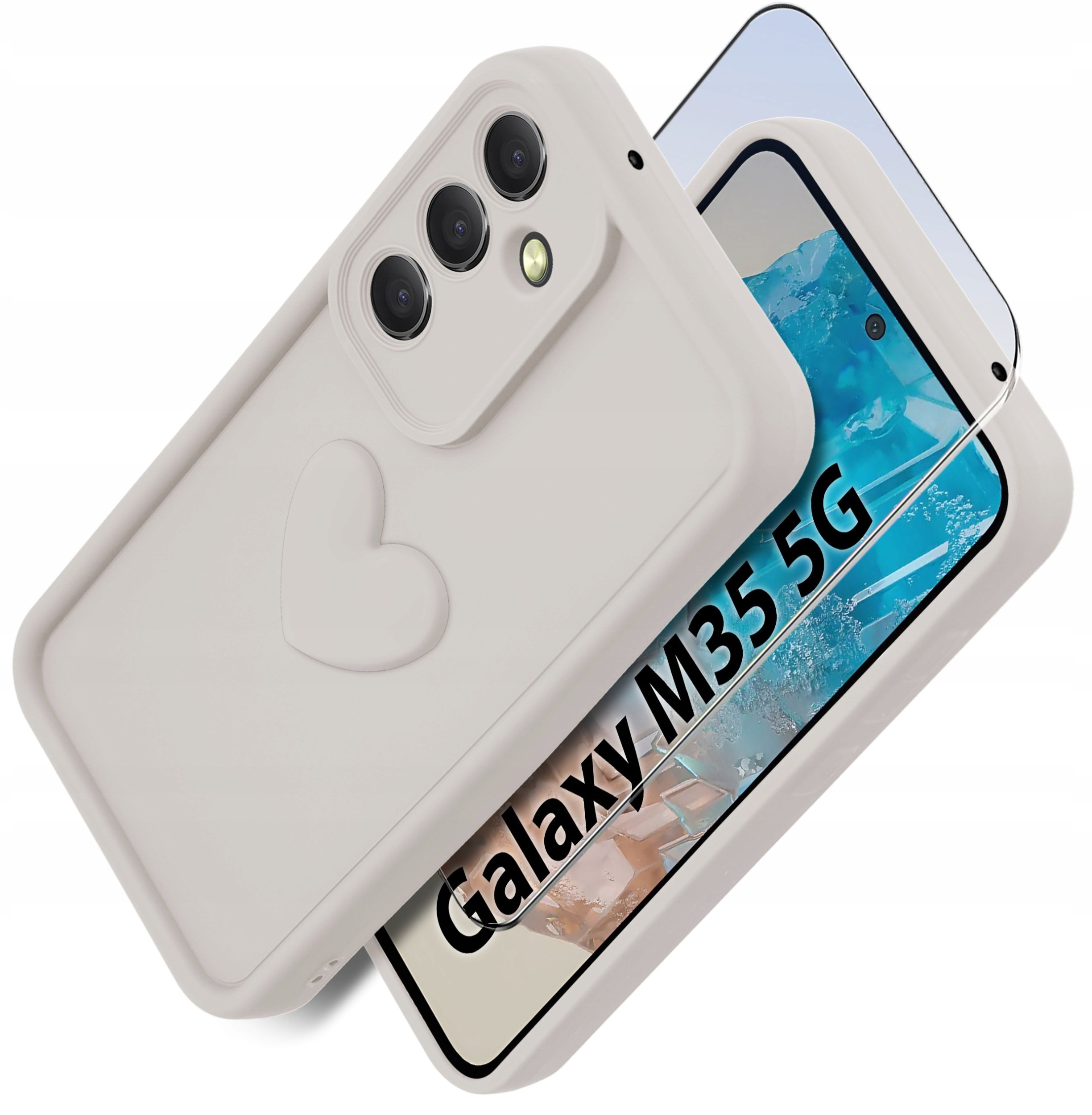 Etui do Samsung M35 5G silikonowe MATOWE serce + Szkło ochronne na ekran 9H