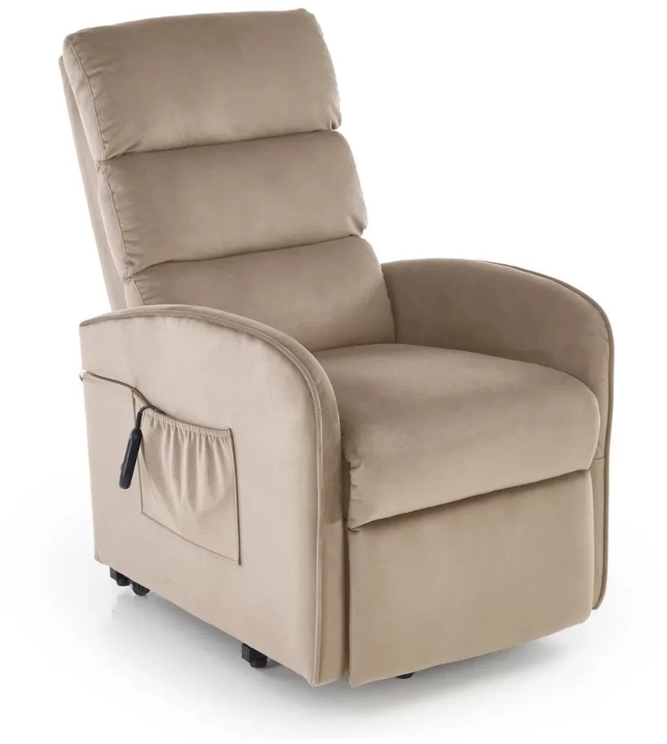 Fotel rozkładany elektrycznie MARONI beżowy z funkcją pionizacji HALMAR