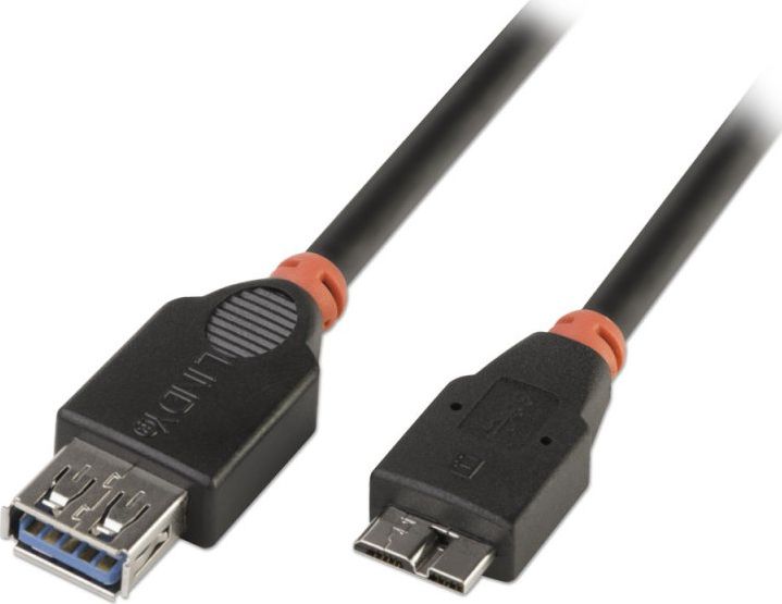 Kabel USB Lindy USB-A - micro-B 0.5 m Czarny