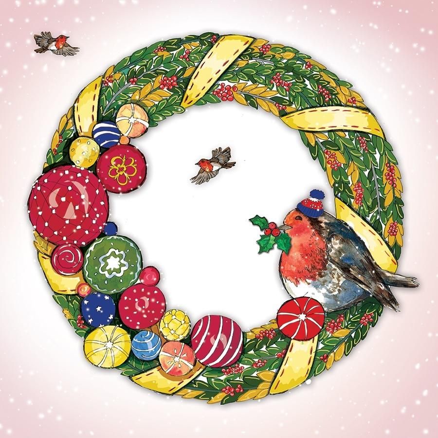 Clear Creation Karnet Swarovski - kwadrat. Święta, Wieniec