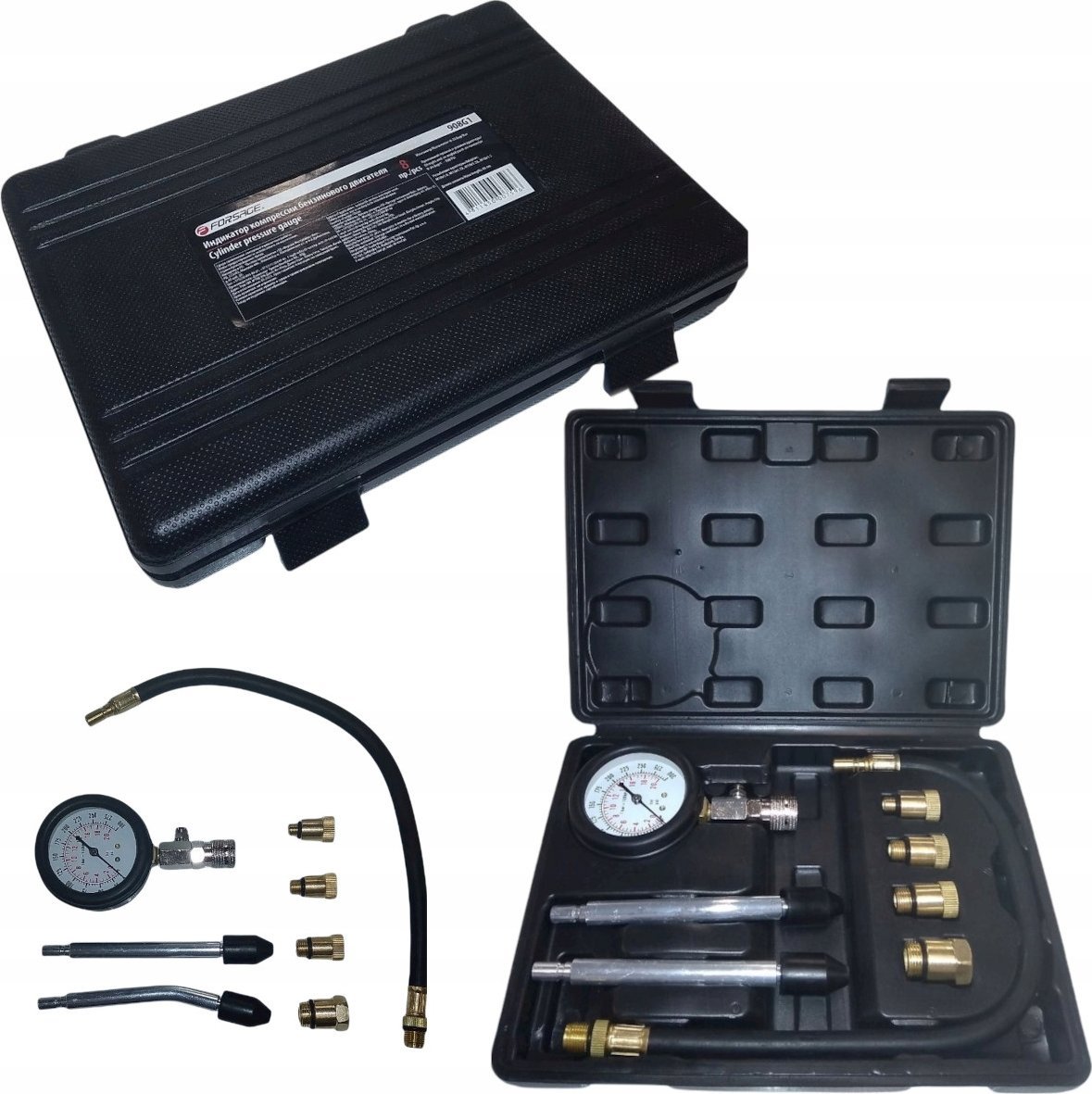 Forsage Tester kompresji silnika benzynowego 8el. (0-21Bar, M10-M18)