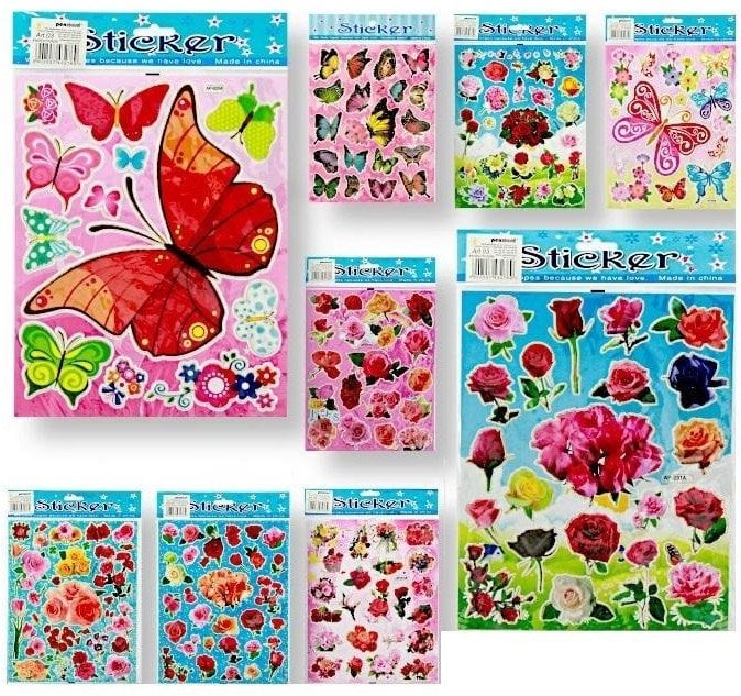 Naklejki laser kwiaty i motyle 20x25mm MIX