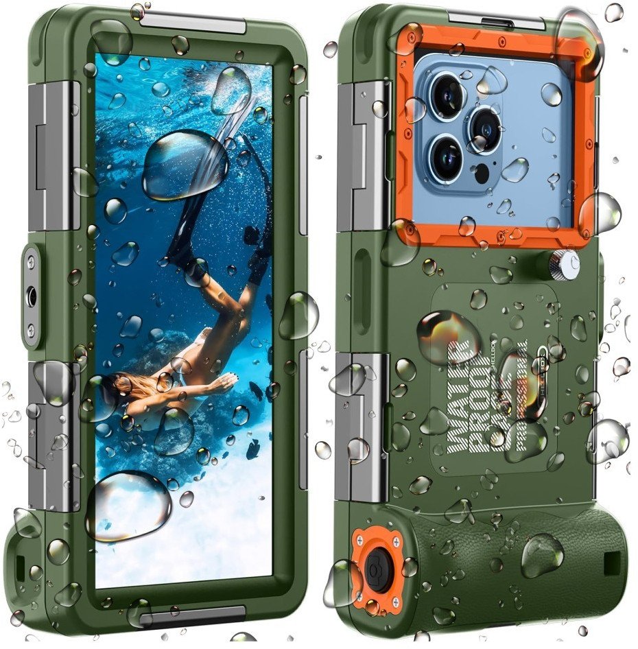 Etui wodoszczelne uniwersalne Supero do telefonów, zielono-pomarańczowe