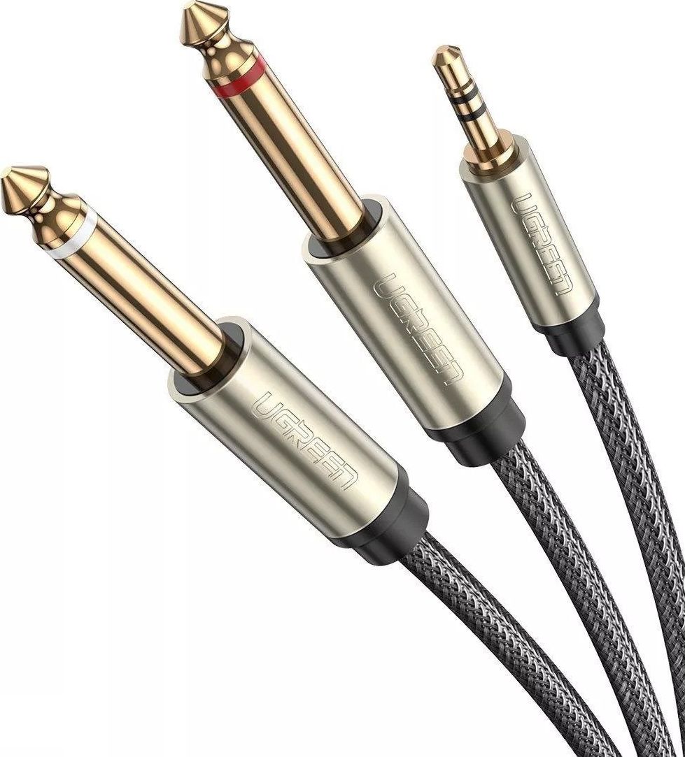 Kabel Ugreen Jack 3.5mm - Jack 6.3mm x2 1m szary (UGR544GRY)