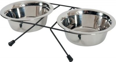 Zolux Zestaw 2 miski Inox 700 ml + stojak metalowy