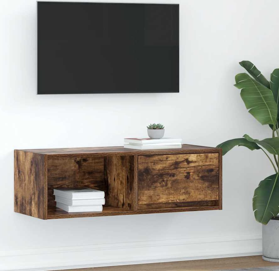 vidaXL Szafka RTV Dąb wędzony 80x31x25,5 cm Drewno klejone