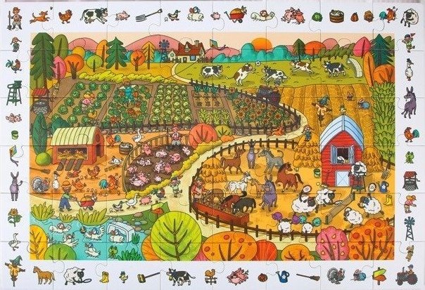 Robotime ROBOTIME Drewniane Puzzle + Gra Edukacyjna 48 el.