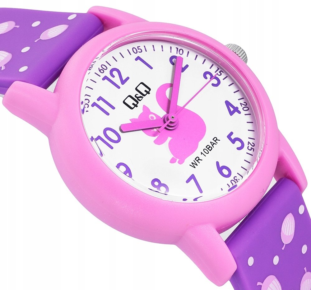 Zegarek Q&Q V23A-007V rózowy kolorowy dziecięcy wiewiórka .