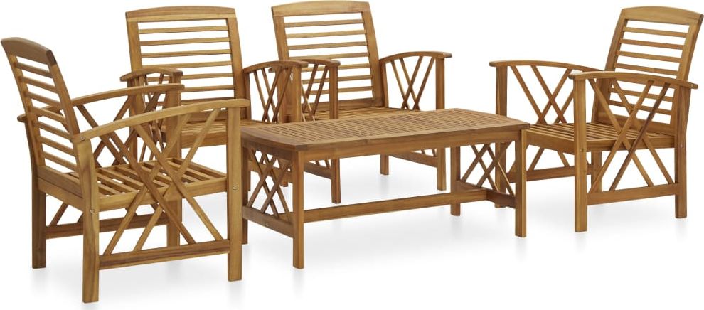 vidaXL 5-częściowy zestaw wypoczynkowy do ogrodu, lite drewno akacjowe
