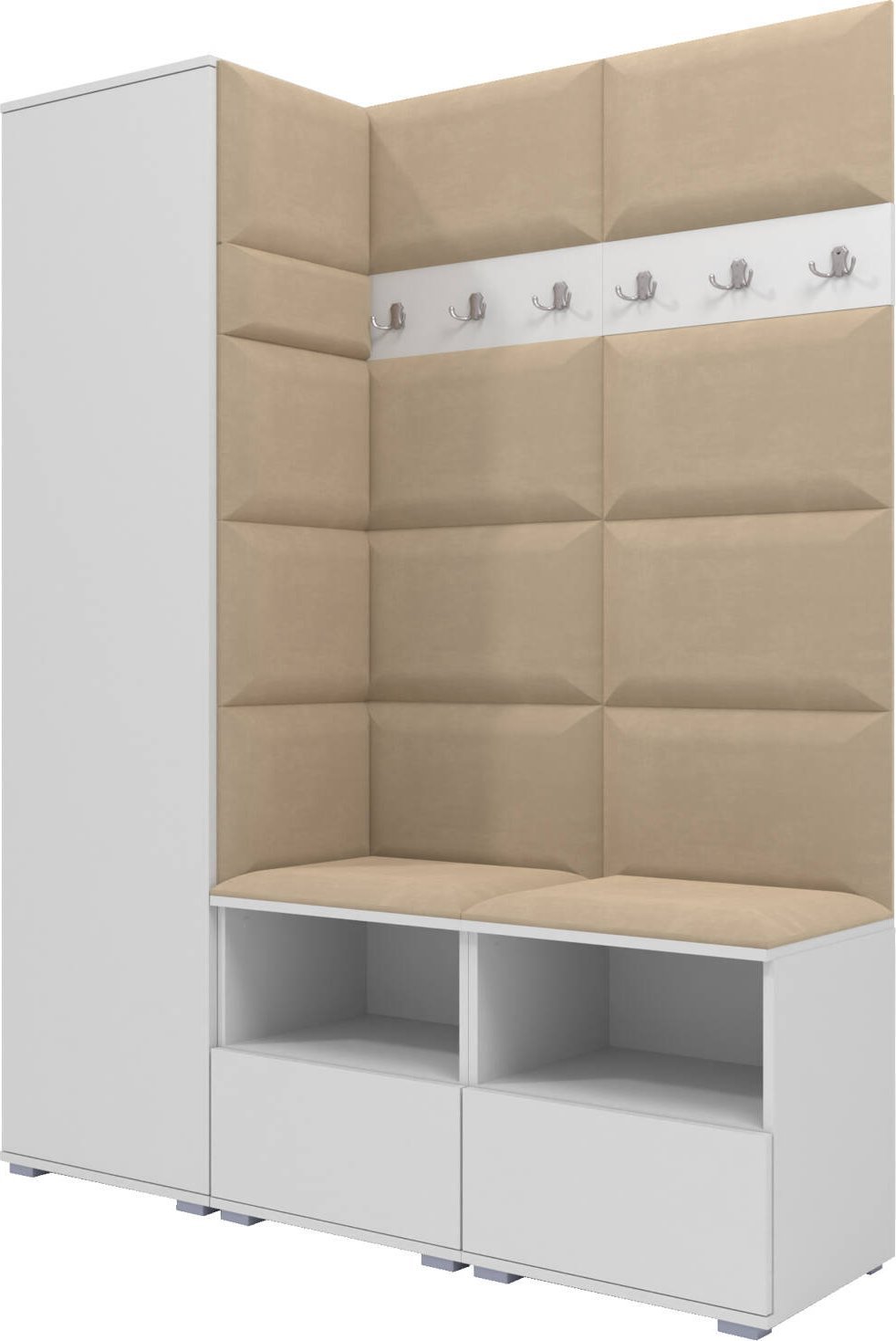 Ravio Tapicerowana garderoba Nela II - kolor biały + tkanina Trinity 04