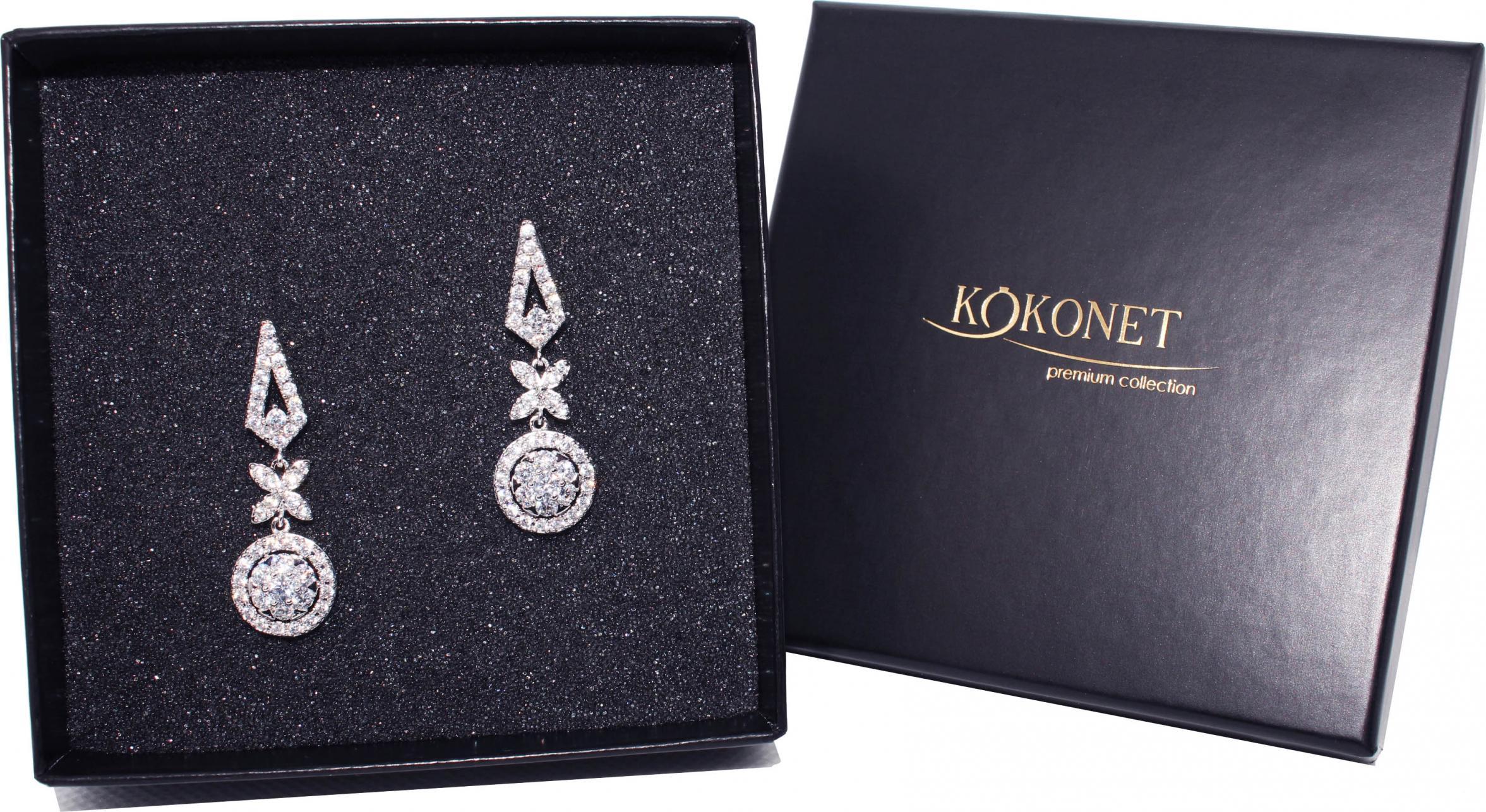 KOKONET KOLCZYKI ślubne srebro CYRKONIA ślub AAA PIĘKNE kwiaty