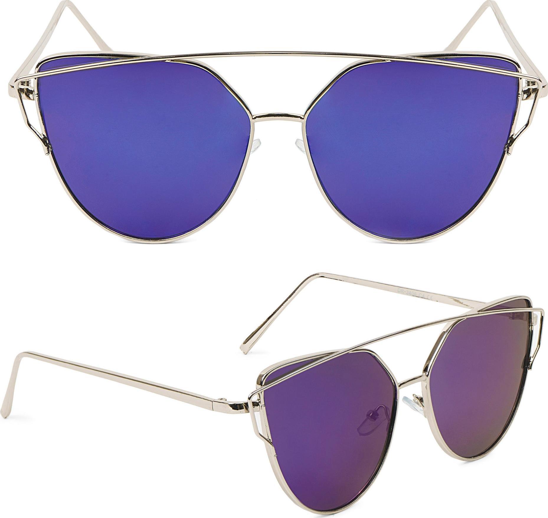 Aleszale Okulary Damskie Lustrzanki Kocie Oko Glam Rock - Ok-Sun-Dr-3406C4