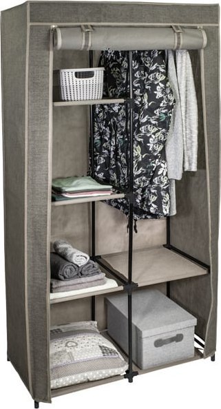 Home Life Tekstylna szafa z półkami - brązowa