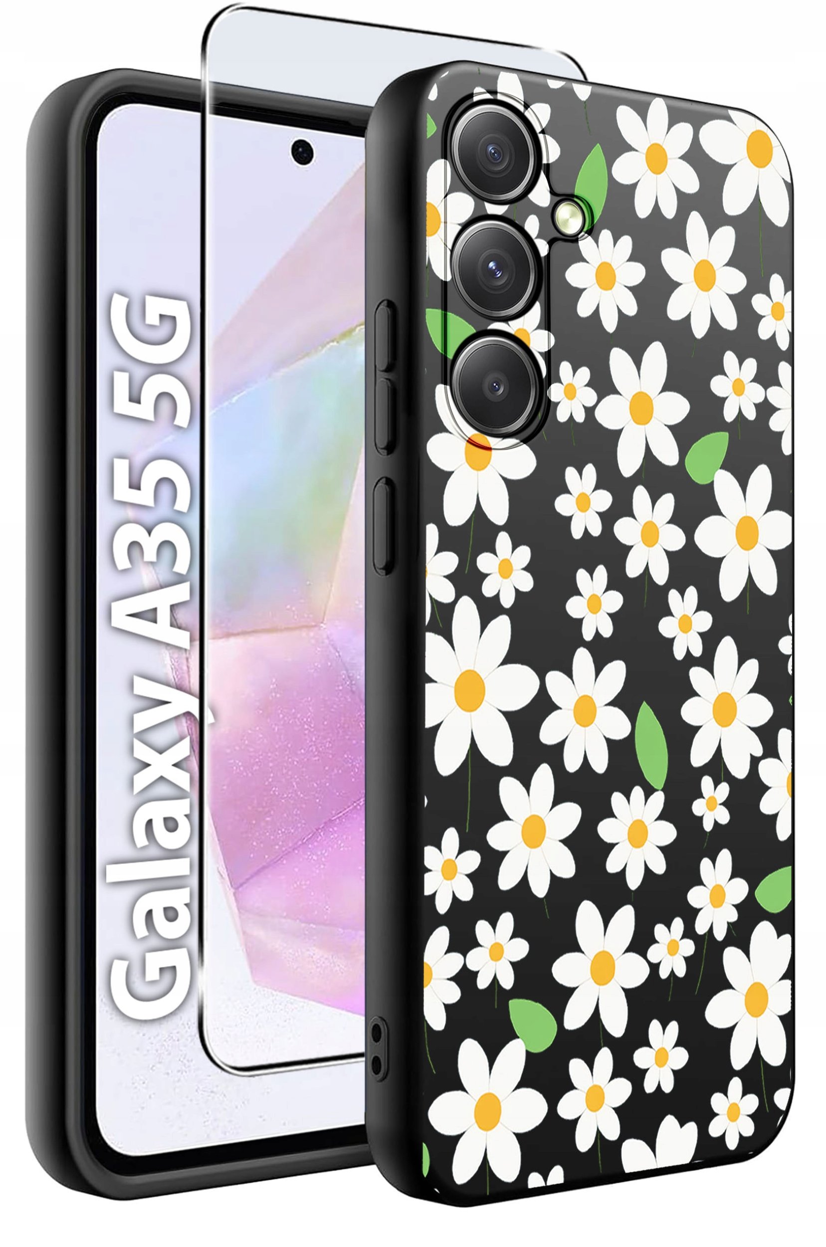 ETUI do Samsung A35 5G WZORY | SILIKONOWE MATT CASE + SZKŁO HARTOWANE 9H