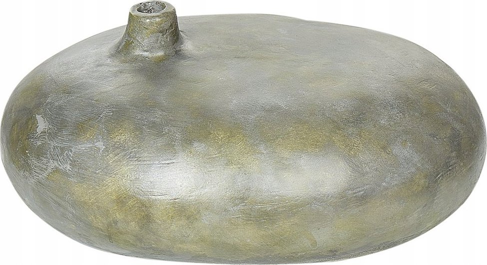 Beliani Wazon dekoracyjny z terakoty 15 cm szaro-złoty RAWANG