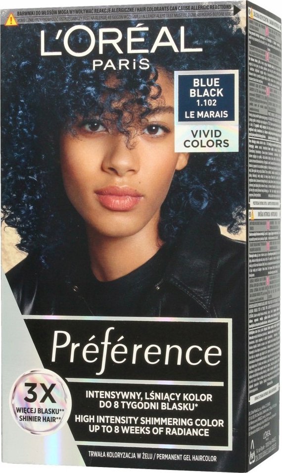 L’Oreal Paris Loreal Preference Vivid Colors Farba do włosów nr 1.102 Blue Black (Le Marais) 1op.