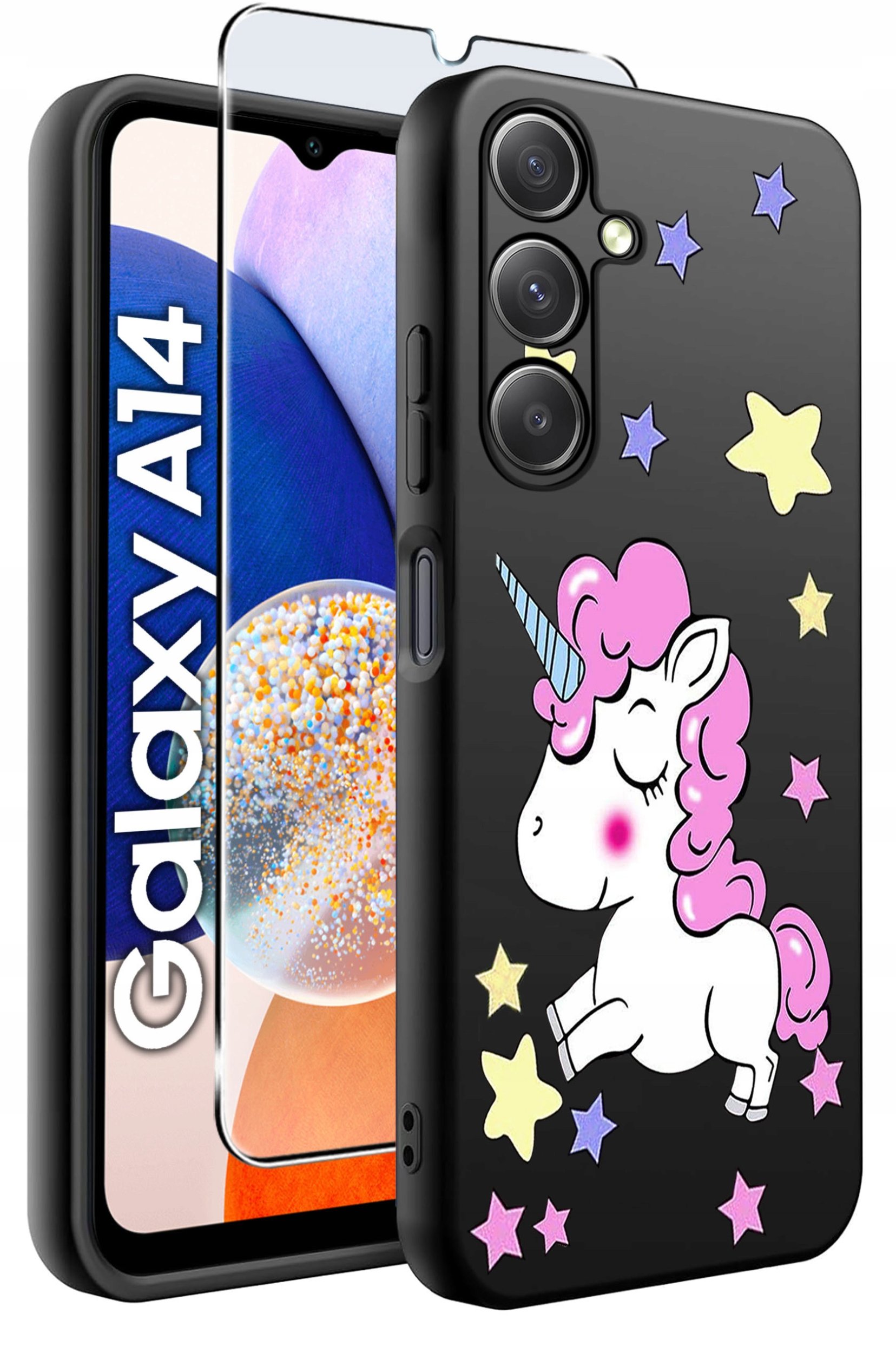 ETUI do Samsung A14 5G WZORY | SILIKONOWE MATT CASE + SZKŁO HARTOWANE 9H