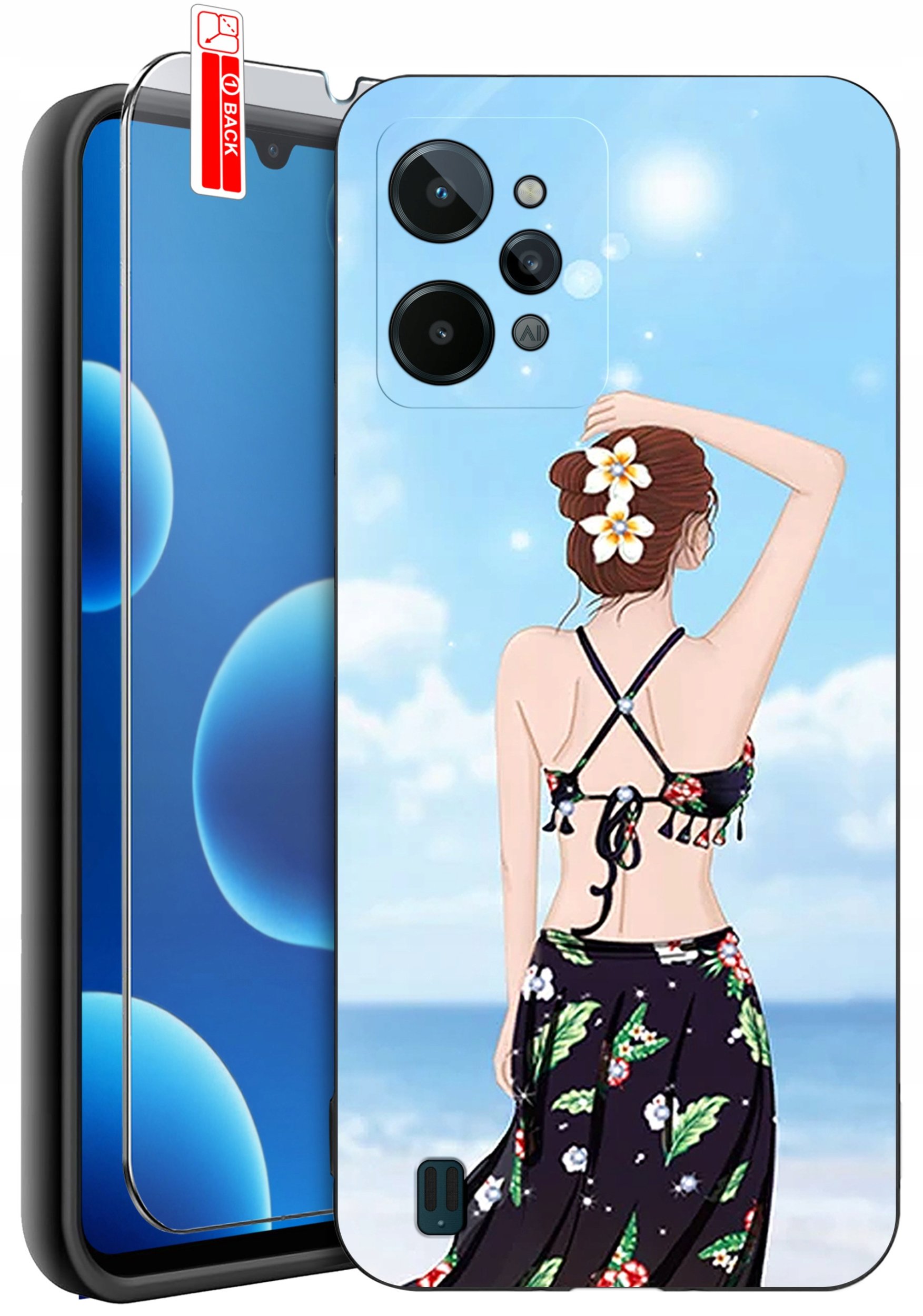 ETUI do Realme C31| WZORY | SILIKONOWE MATT CASE + SZKŁO 9H