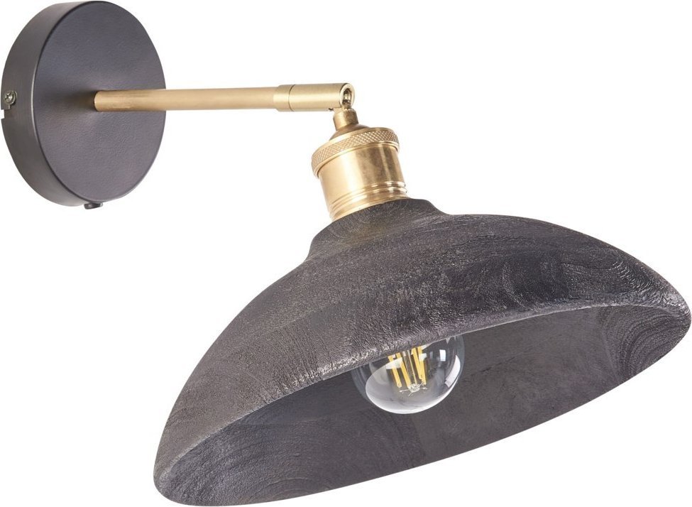 Kinkiet Beliani Lampa ścienna drewno mango czarna YERALA