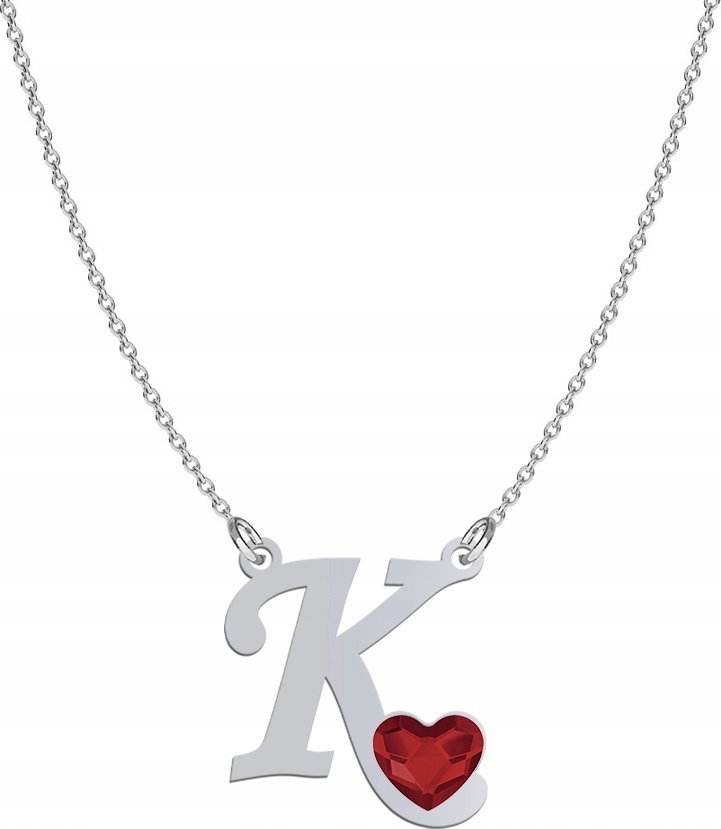 Radziszewska Jewellery Srebrny Naszyjnik LITERA K z sercem DEDYKACJA GRAT