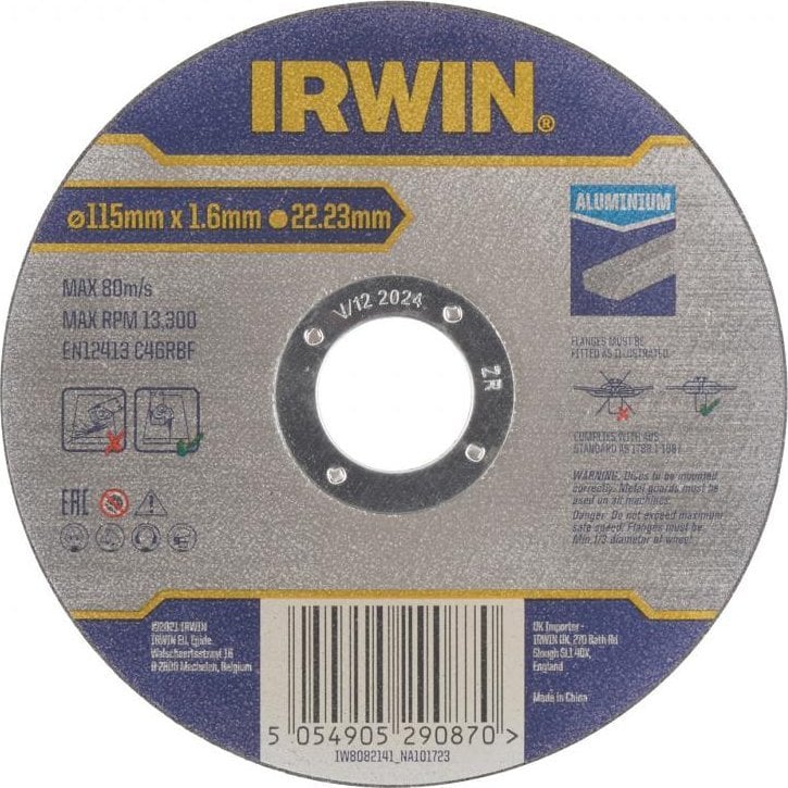 Irwin IRWIN TARCZA DO CIĘCIA ALUMINIUM PŁASKA 115mmx 1,6mm x 22,23mm