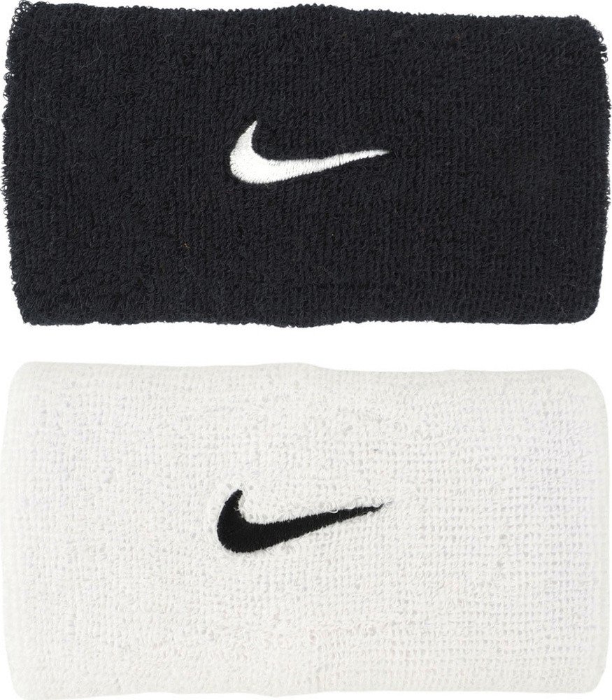 Frotki na rękę Nike Swoosh Wristbands 2 szt. biało-czarne N1012406036OS