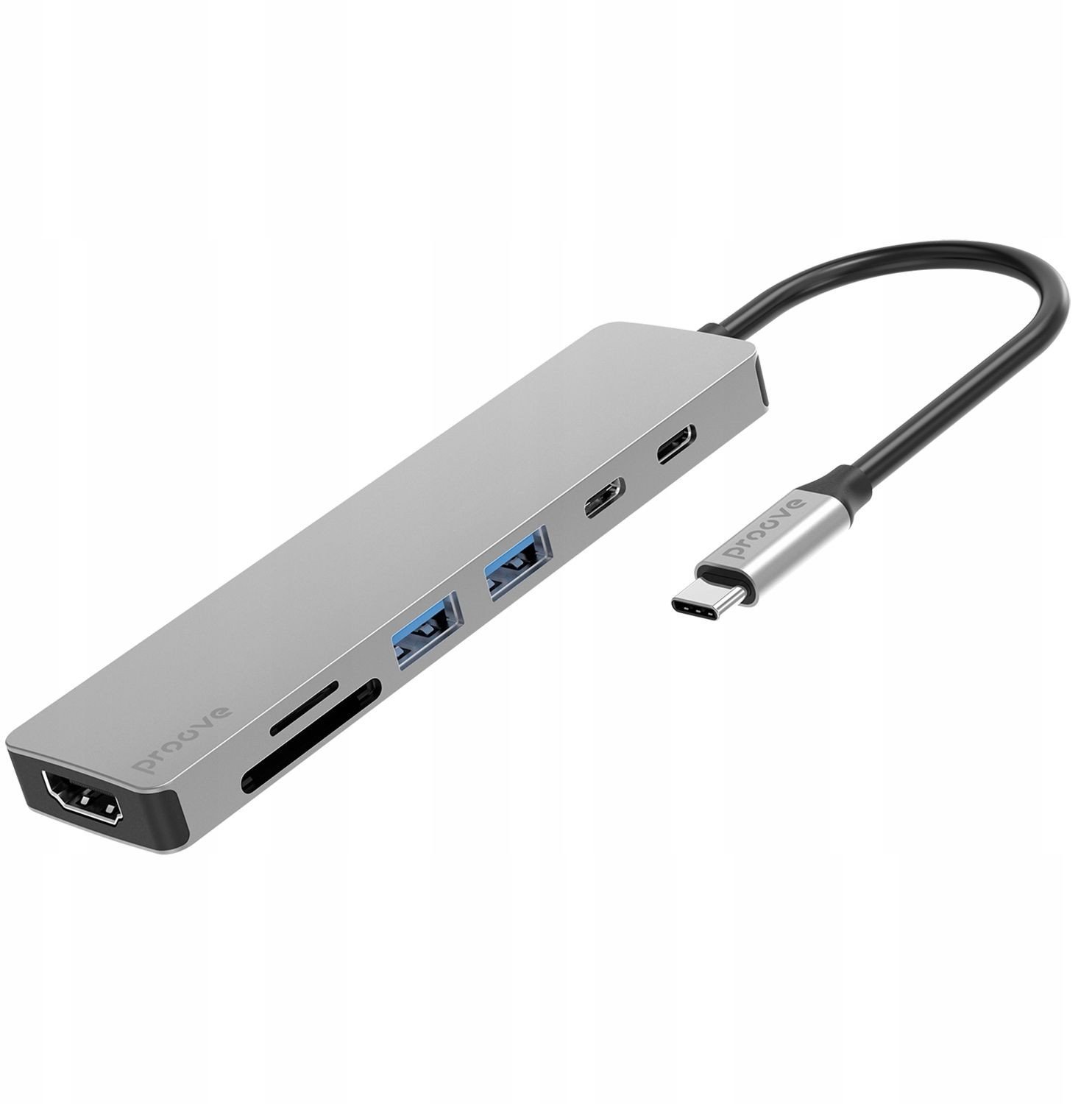 Hub Usb Type-c 7w1 Hdmi Slot Kart Sd Microsd 2x Usb 3.0 2x Usb-c Pd Proove / Hbil00222004 / Iron Link