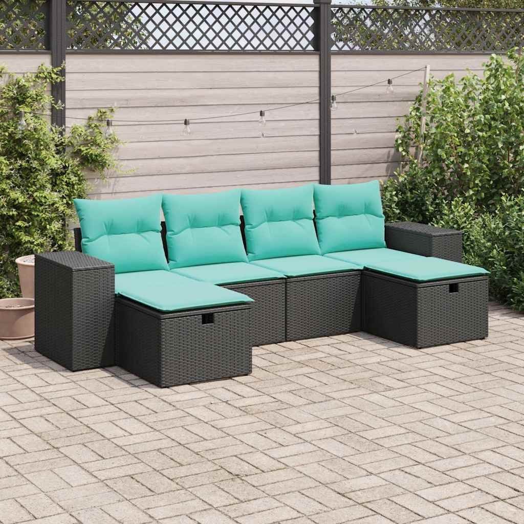 Garden Sofa Set Black, Blue