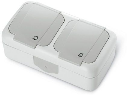 Viko PALMIYE Gniazdo podwójne z uziemieniem IP54 szare (90555585)