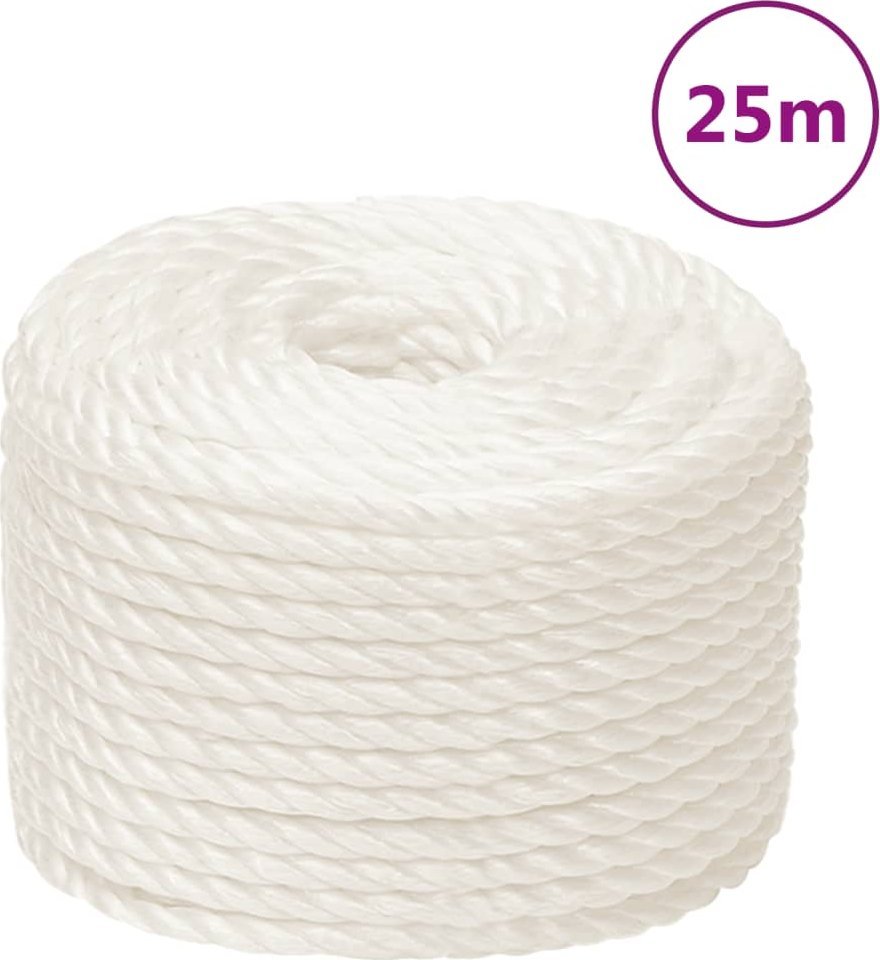 vidaXL vidaXL Linka robocza, biała, 16 mm, 25 m, polipropylen
