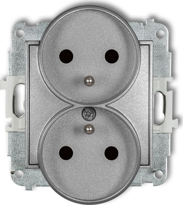 Karlik MINI Gniazdo podwójne z/u srebrny metalik 7MGPR-2z