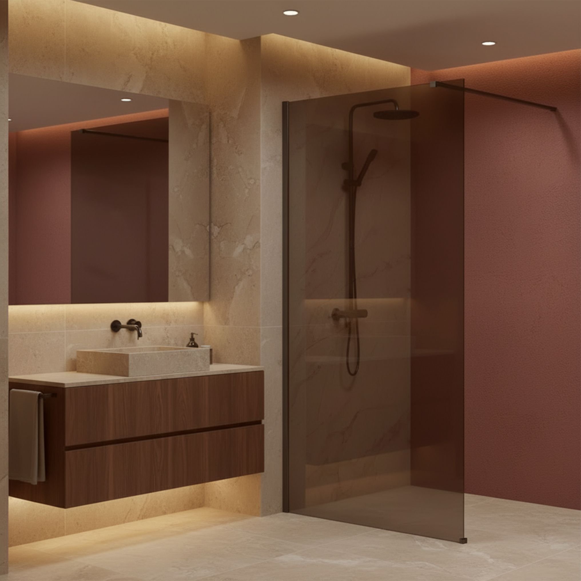 Rea Kabina prysznicowa Walk-In Flexi Brown / Tytan 80