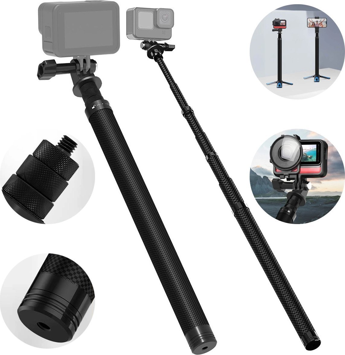 Selfie stick Telesin Selfie stick z włókna węglowego długości 1,16m