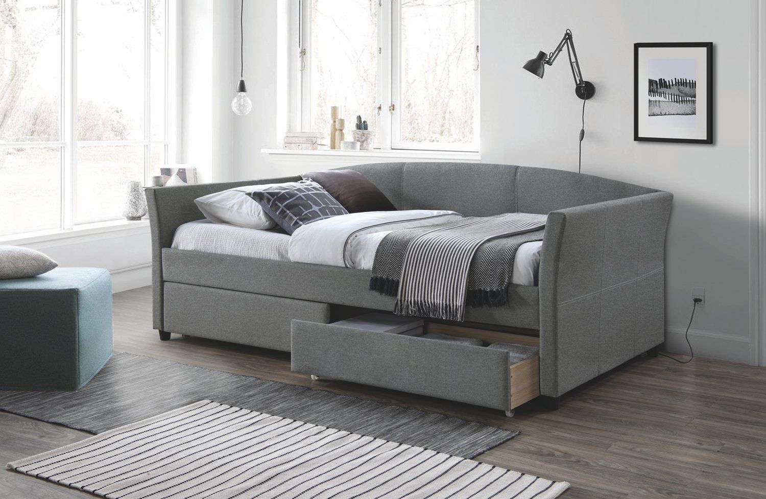 Signal Łóżko LANTA 90x200 szare