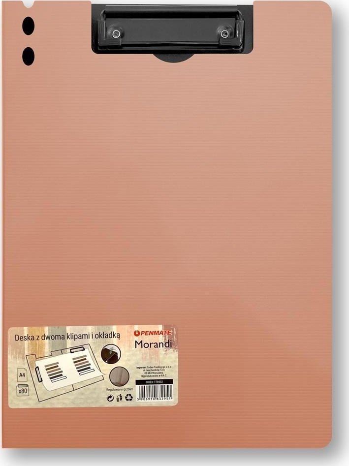 Deska z klipem i okładką A4 Morandi różowa