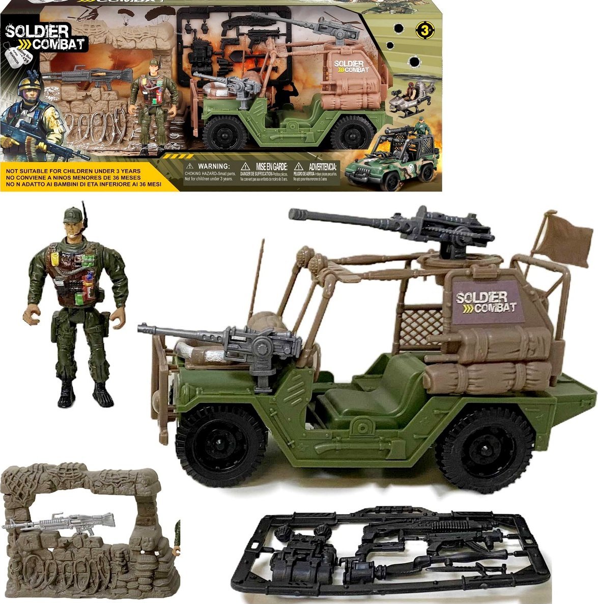 Qulki Zestaw Militarny Duży Pojazd wojskowy Jeep Wojsko Żołnierze Figurki