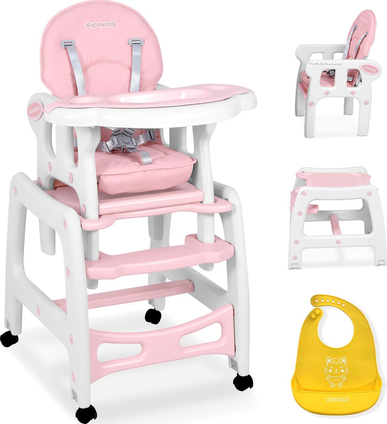 Ricokids Krzesełko do karmienia Sinco 5w1 różowe (7091)