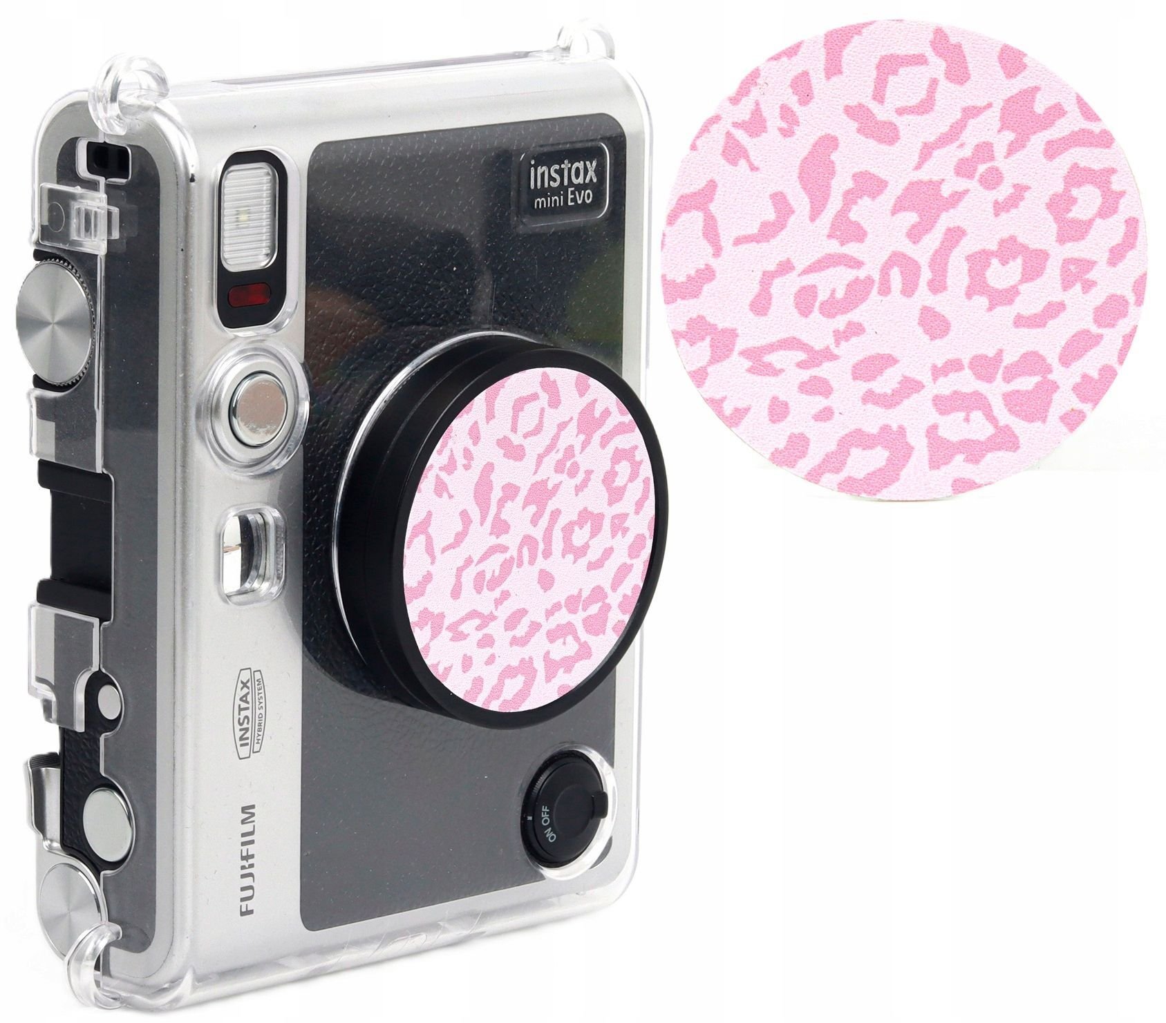 LoveInstant Naklejka Dekoracyjna Na Dekielek Do Fuji Fujifilm Instax Mini Evo / 3m / Różowy – Lampart / Pantera