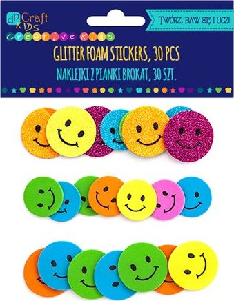 Dalprint Naklejki z pianki brokat DPCRAFT Uśmiechy 30szt. Dalprint