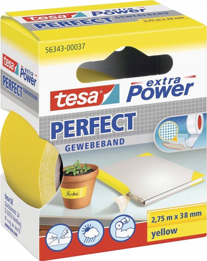 Tesa tesa extra Power Perfect Gewebeband 2,75m 38mm gelb