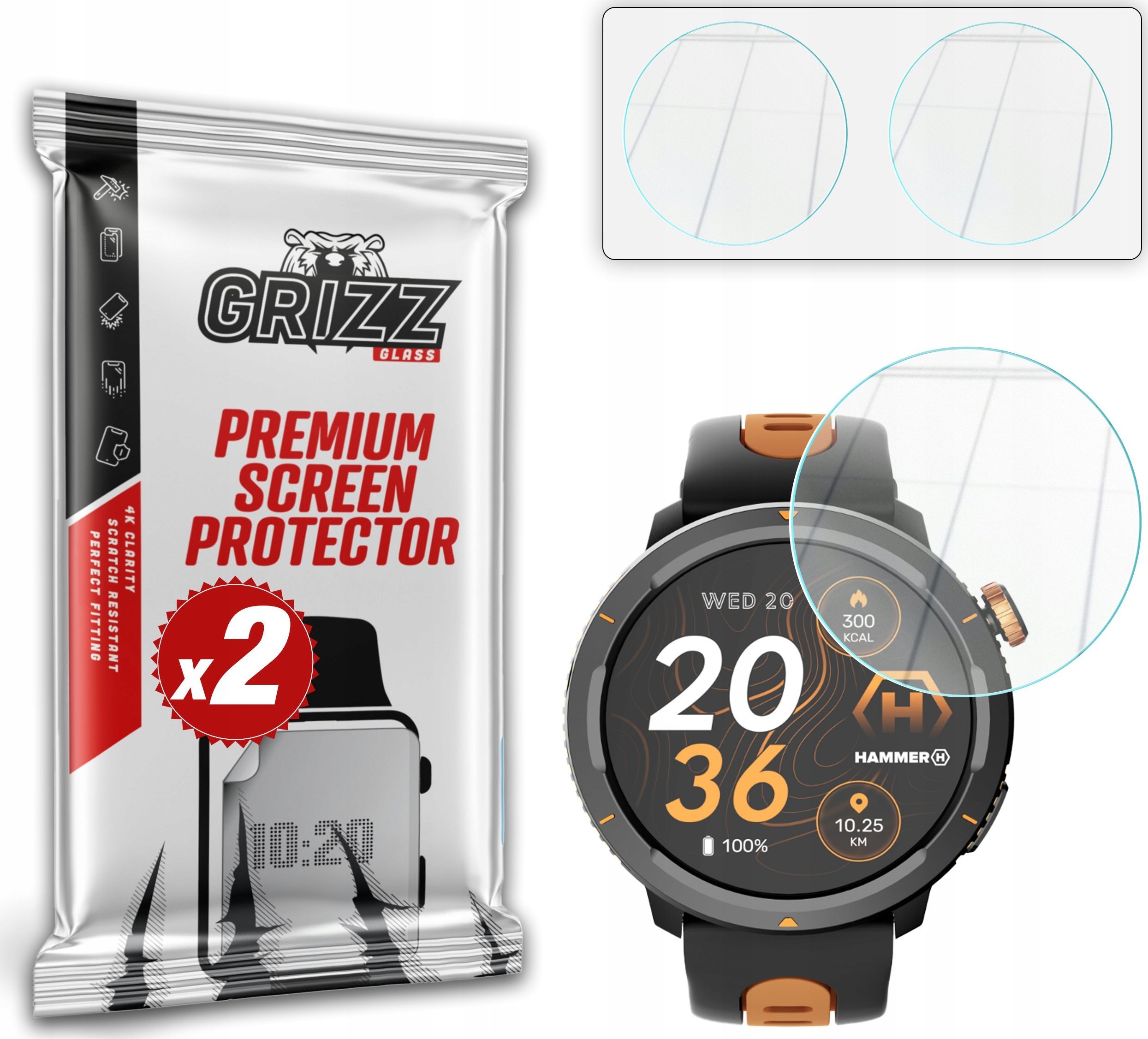 Szkło hybrydowe GrizzGlass HybridGlass do Hammer Watch 2 Lite