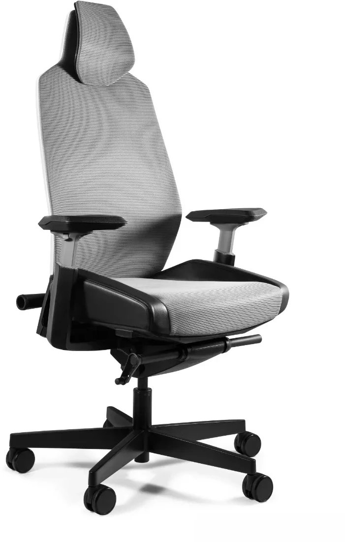 Fotel biurowy RONIN biały/szary siatka UNIQUE