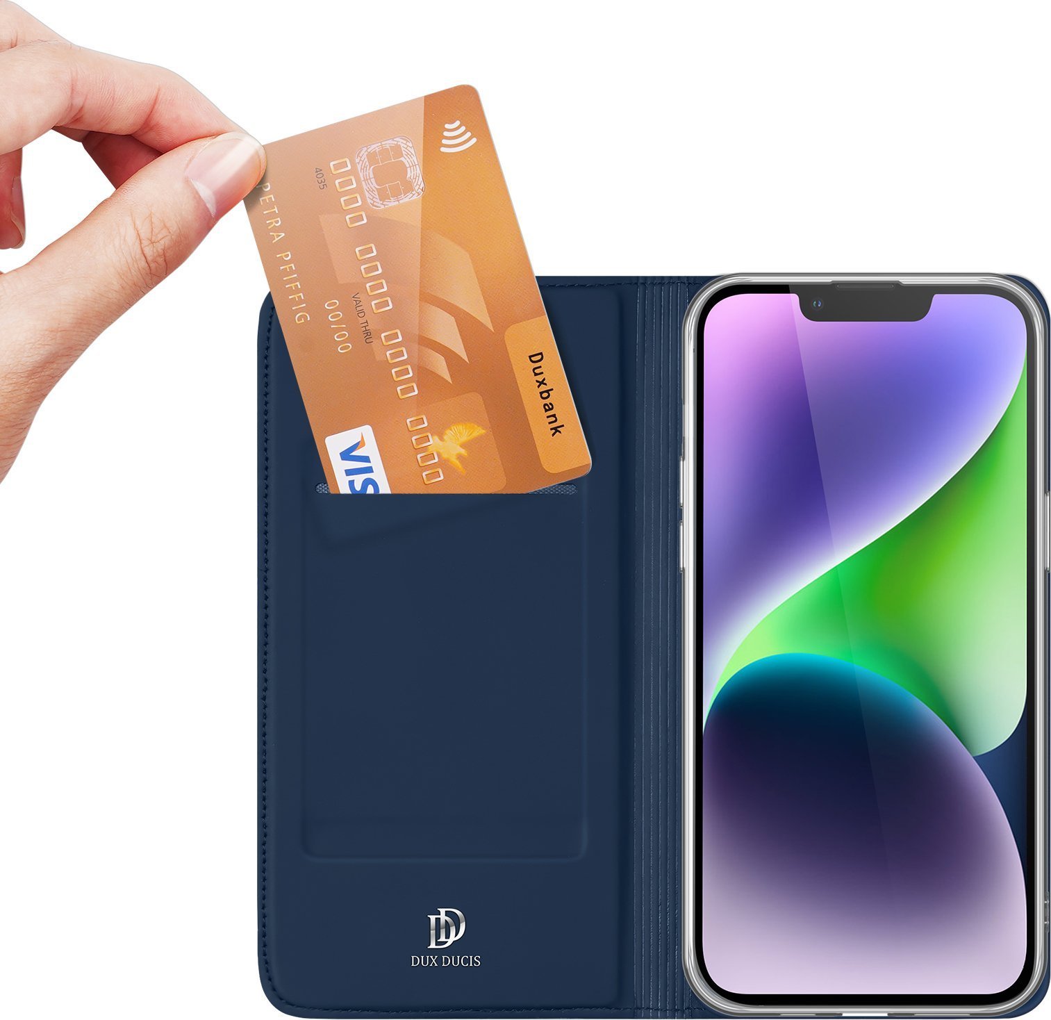 Dux Ducis Etui do iPhone 15 Plus pokrowiec z klapką i portfelem Skin Pro - niebieskie