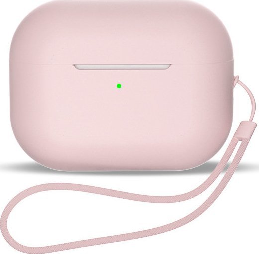 Hurtel Silikonowe etui do AirPods 1 / AirPods 2 + pasek na nadgarstek smycz - różowe
