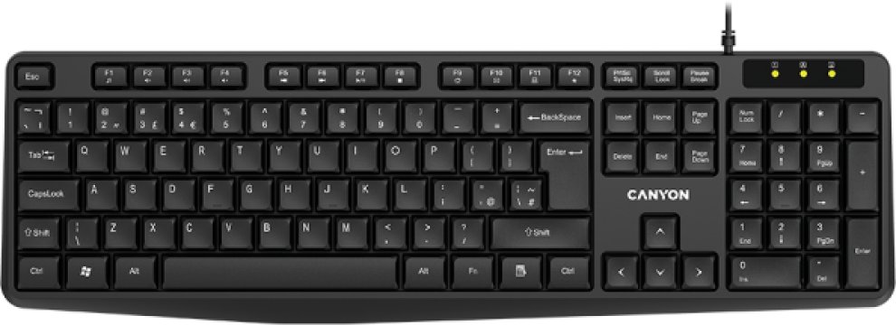 Canyon CNE-CKEY01-RU Pl na un ūdens izturīga USB Klaviatūra ENG/RUS Melna