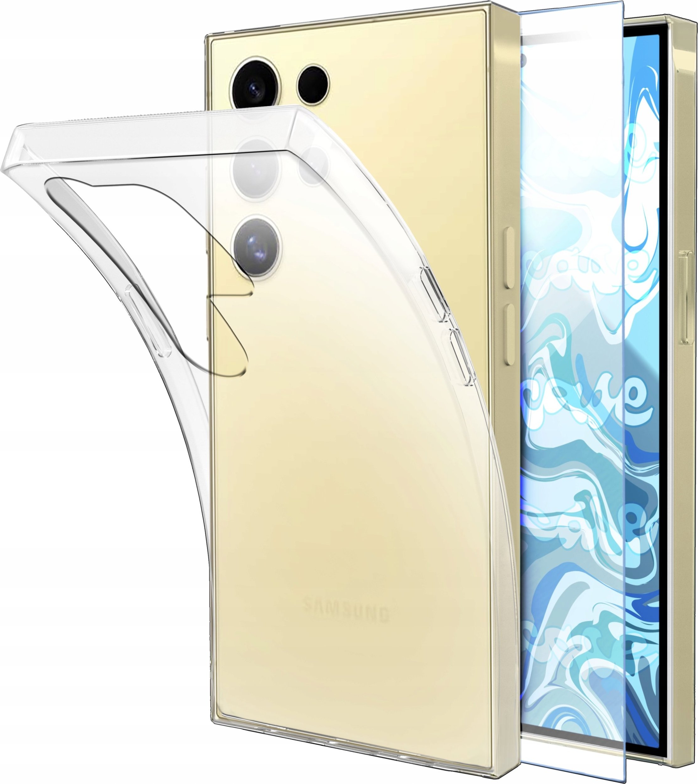 Etui Do Samsung Galaxy S24 Ultra (Przezroczyste, Silikon, Ochronne) Szkło